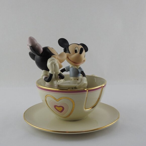 Lenox Disney 24K Gold Figurine Mickey Teacup Twirl Minnie Mouse Mad Tea Party - Picture 13 of 16